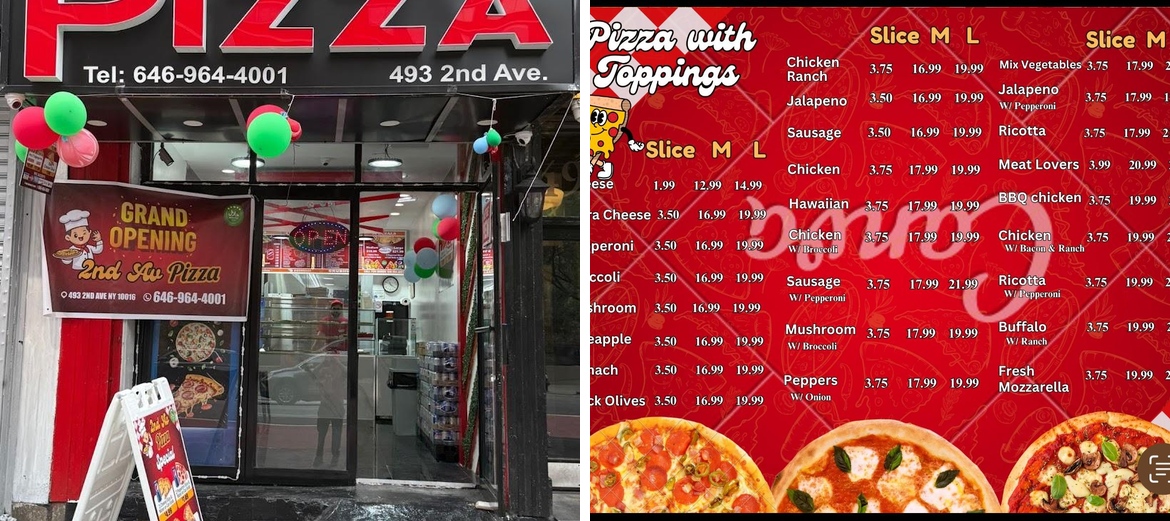 2nd AV PIZZA Menu